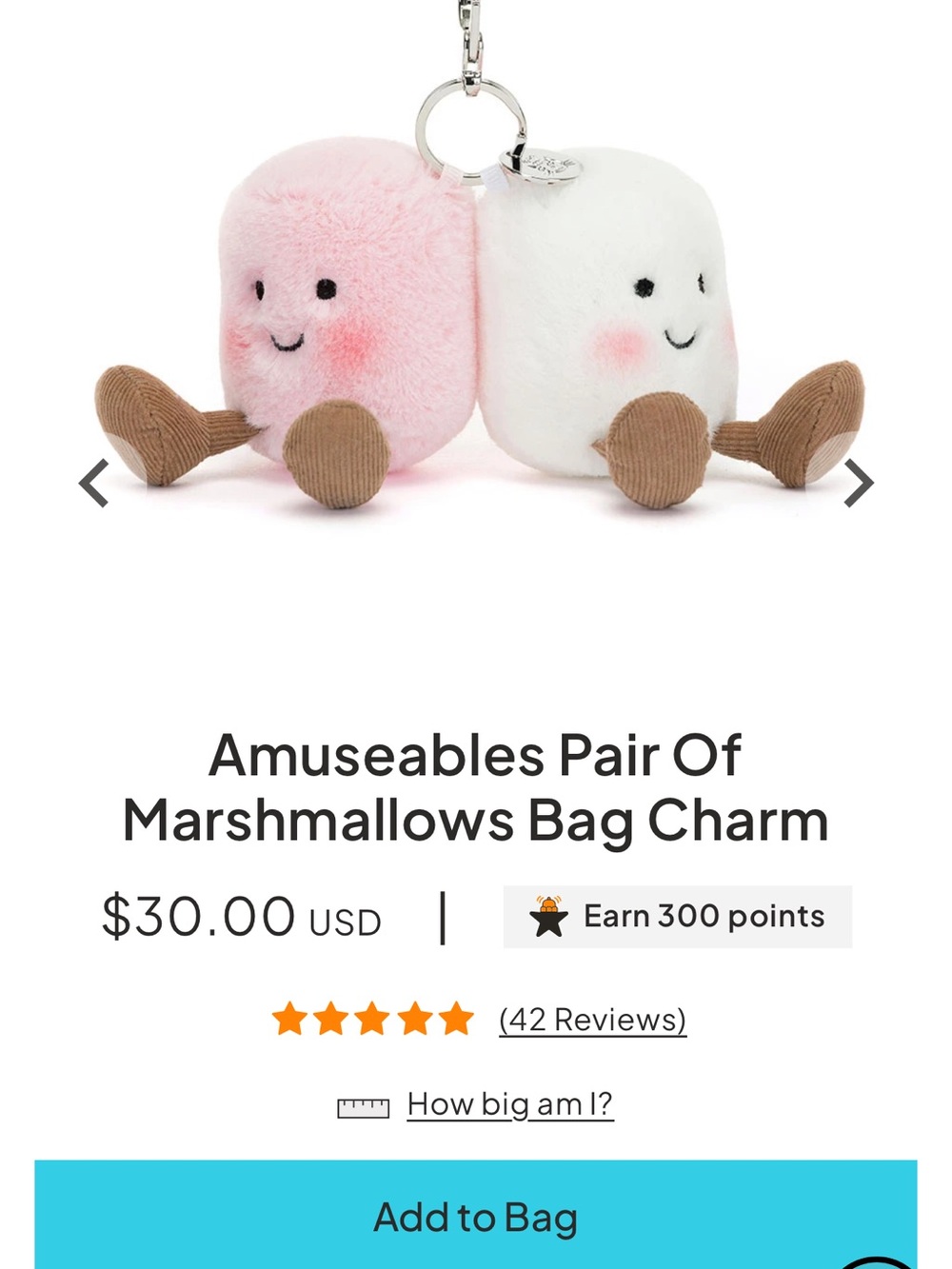 Jellycat Marshmallows Bag Charm Keychain